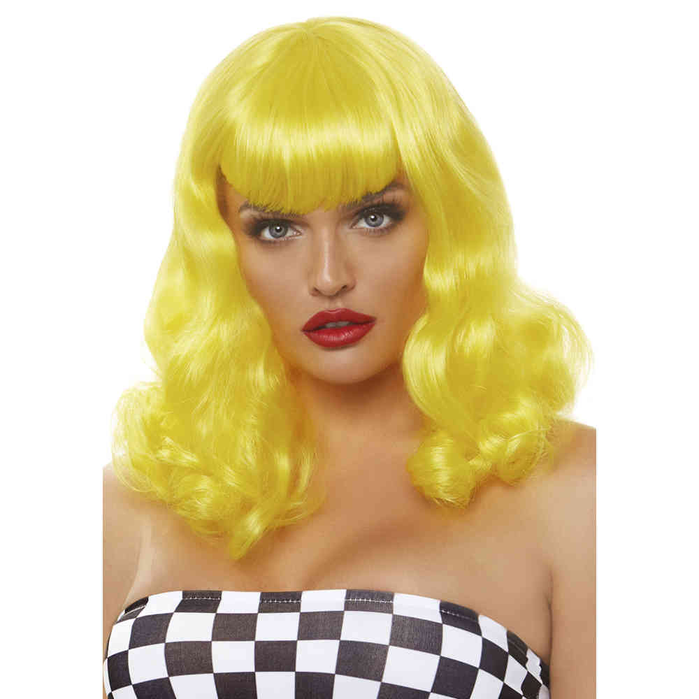 Leg Avenue - Retro Bang Curly Bob Perücke - Gelb